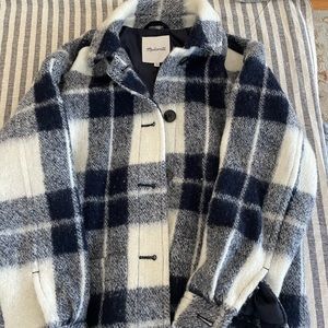 Madewell blue/crème plaid jacket- size small